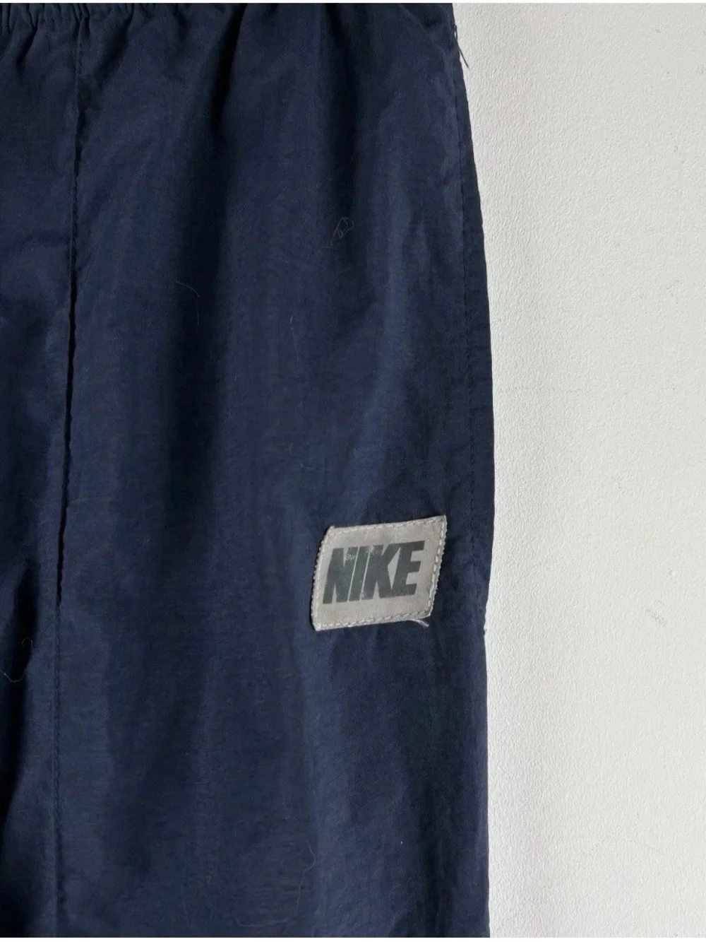Vintage Nike Navy Jogger Windbreaker Zip Nylon Swishy Track Pants 90s Y2K Medium